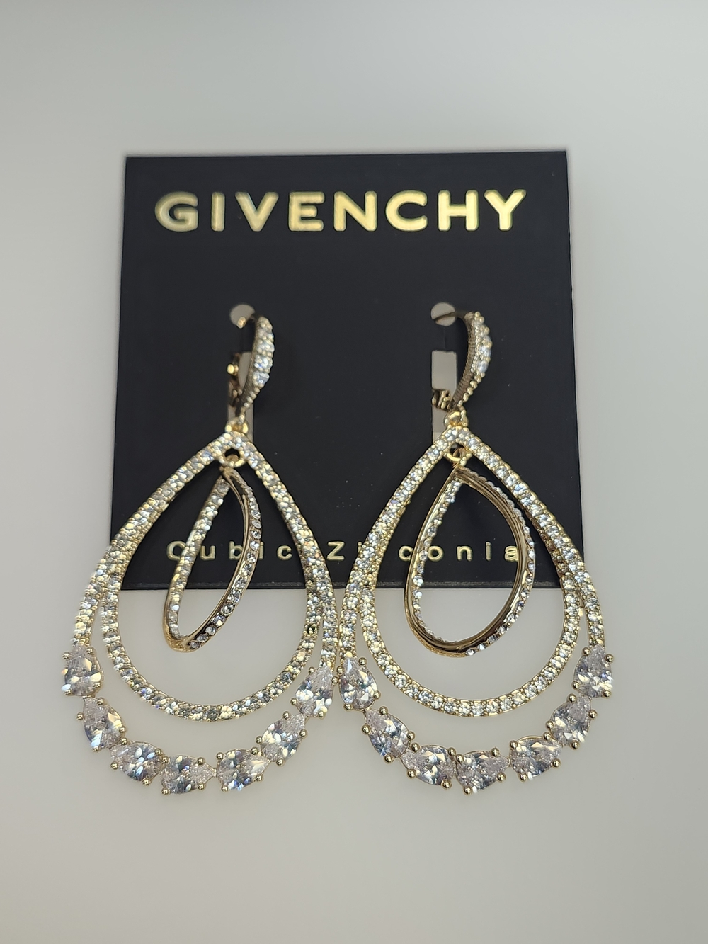 NWT Givenchy Gold-Tone Crystal Orbital Drop Earrings